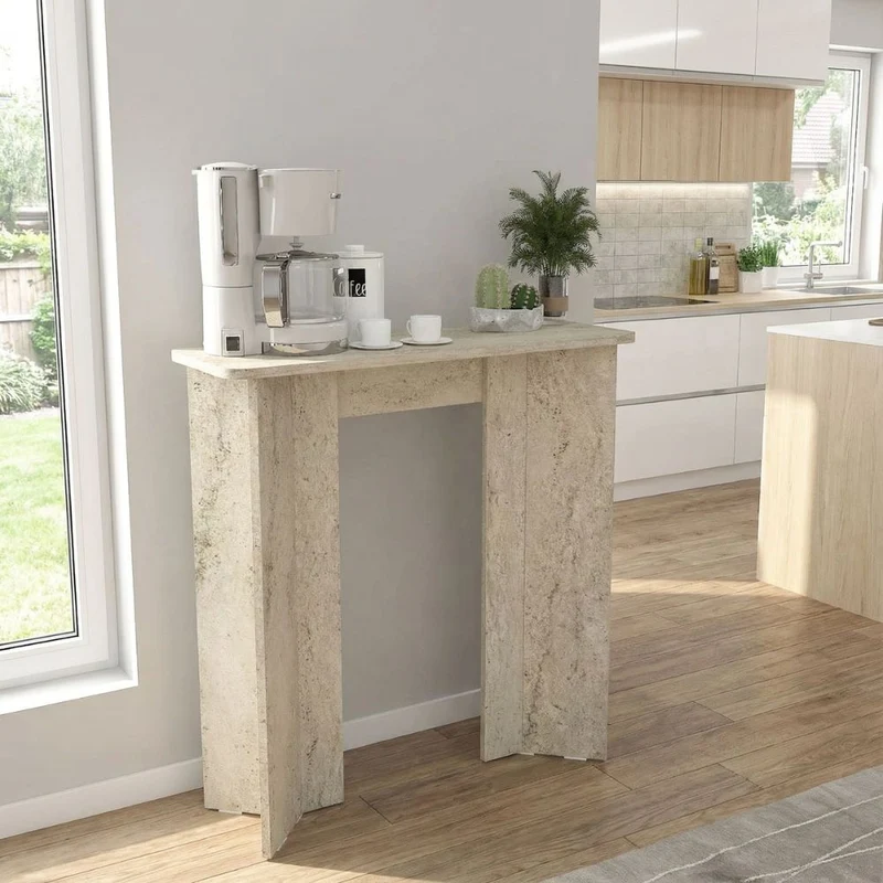 Consolle ingresso travertino con gambe geometriche Mara