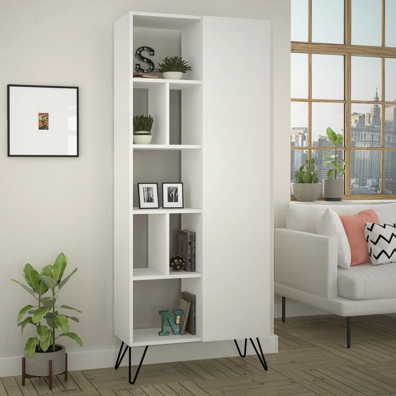 Libreria con anta 80,6x191 colore bianco Jedda