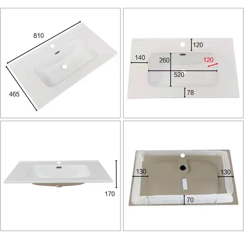 Lavabo consolle d'appoggio in ceramica bianco 81x46.5x17H VA836-80