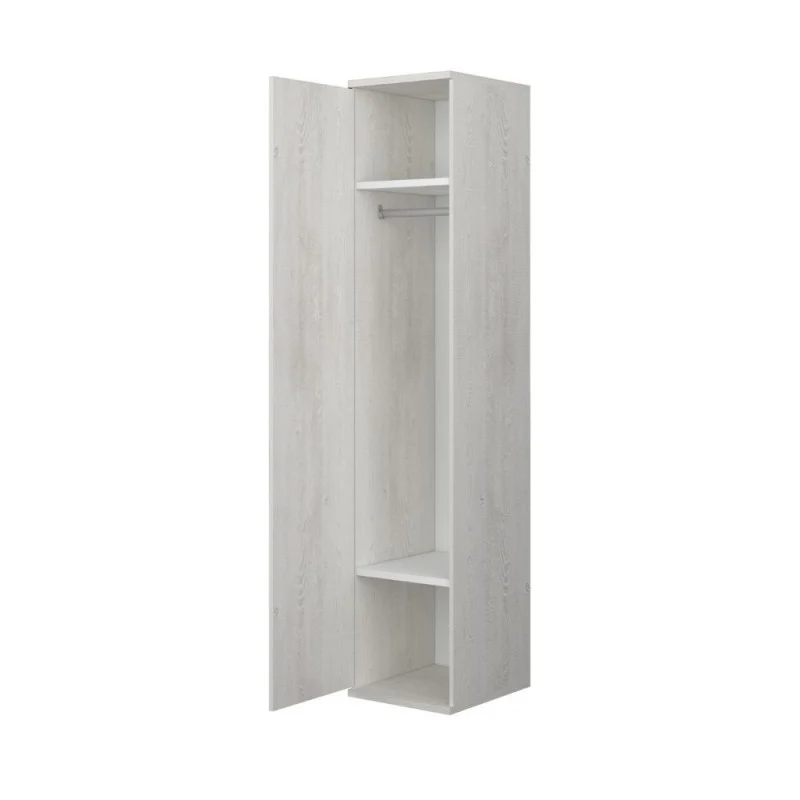 Armadio angolare 5 ante con ripiani e appendiabiti 233 cm colore bianco consumato e celeste