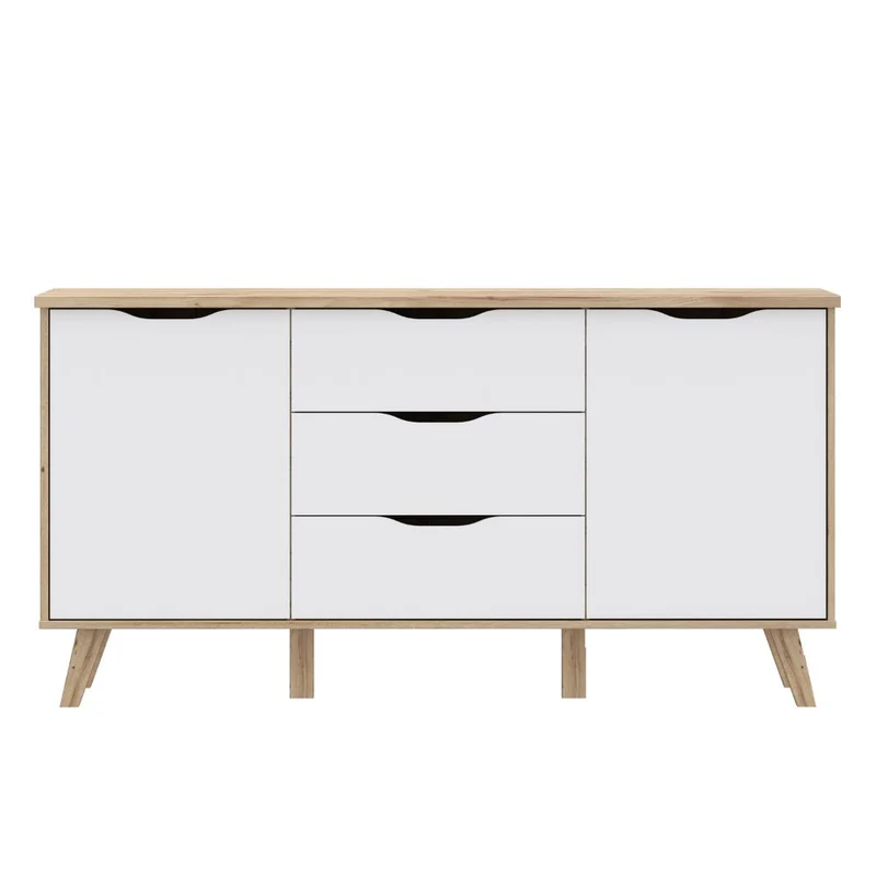 Madia 2 ante e 3 cassetti rovere e bianco 149 cm Axis