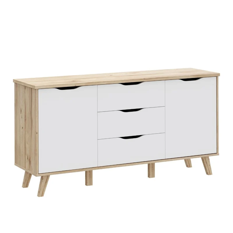 Madia 2 ante e 3 cassetti rovere e bianco 149 cm Axis