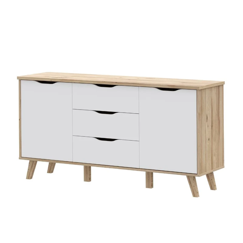 Madia 2 ante e 3 cassetti rovere e bianco 149 cm Axis