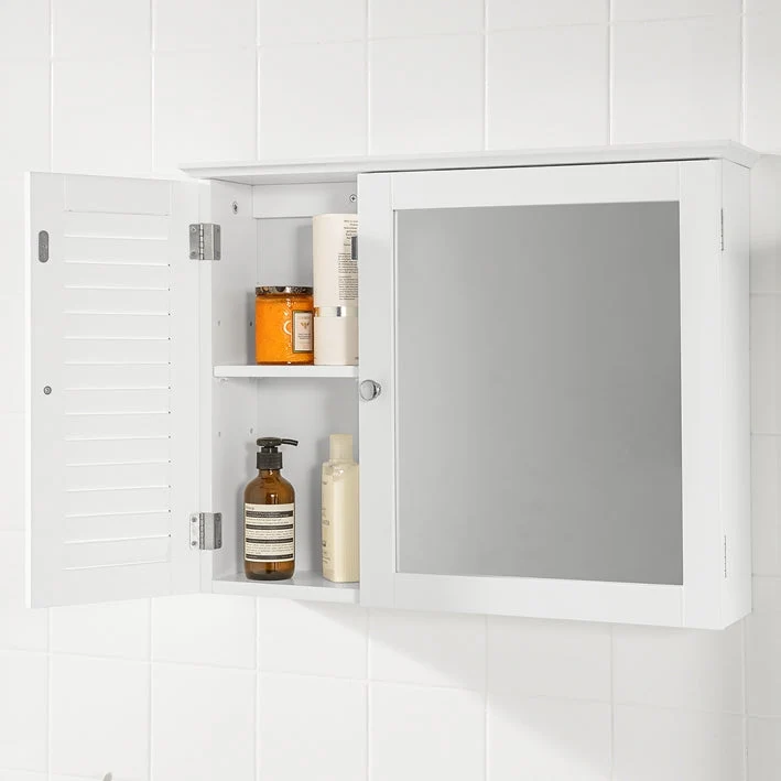 SoBuy | Spiegelschrank | Hängeschrank mit Spiegeltür | Badschrank Weiß | BZR55-W