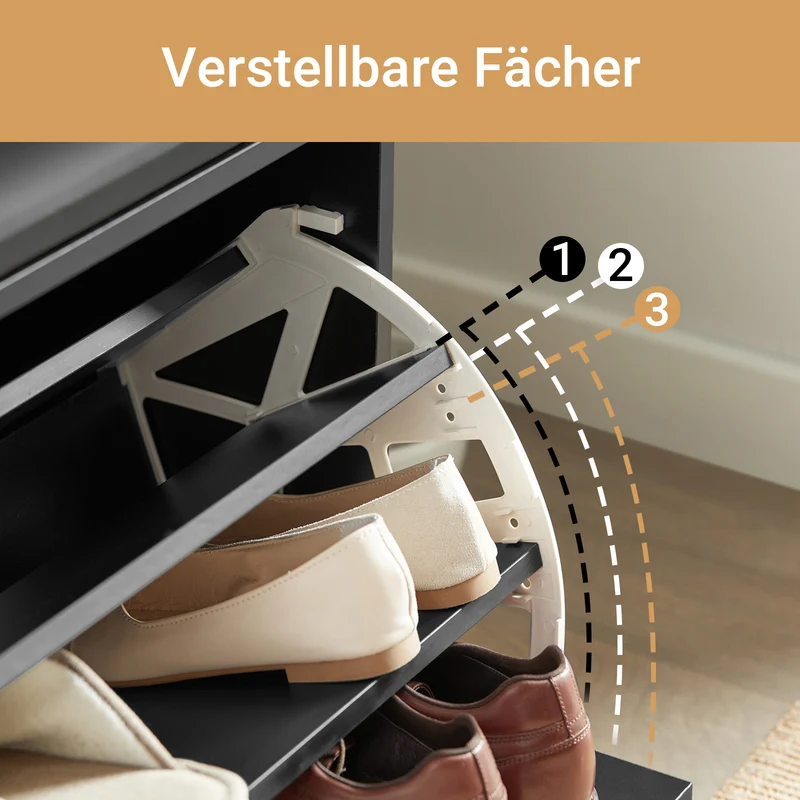 SoBuy | Schuhkipper | Schuhbank mit Schuhregal | Schwarz | FSR16-SCH