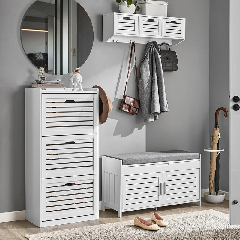 SoBuy | Garderobenbank | Sitzbank | Dielenbank | Schuhbank Weiß | FSR102-W