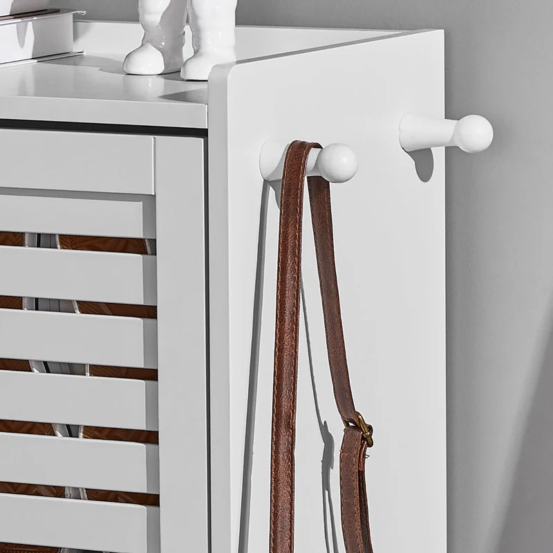 SoBuy | Schuhkipper | Schuhschrank mit 3 Klappen | Schuhkommode Weiß | FSR108-W