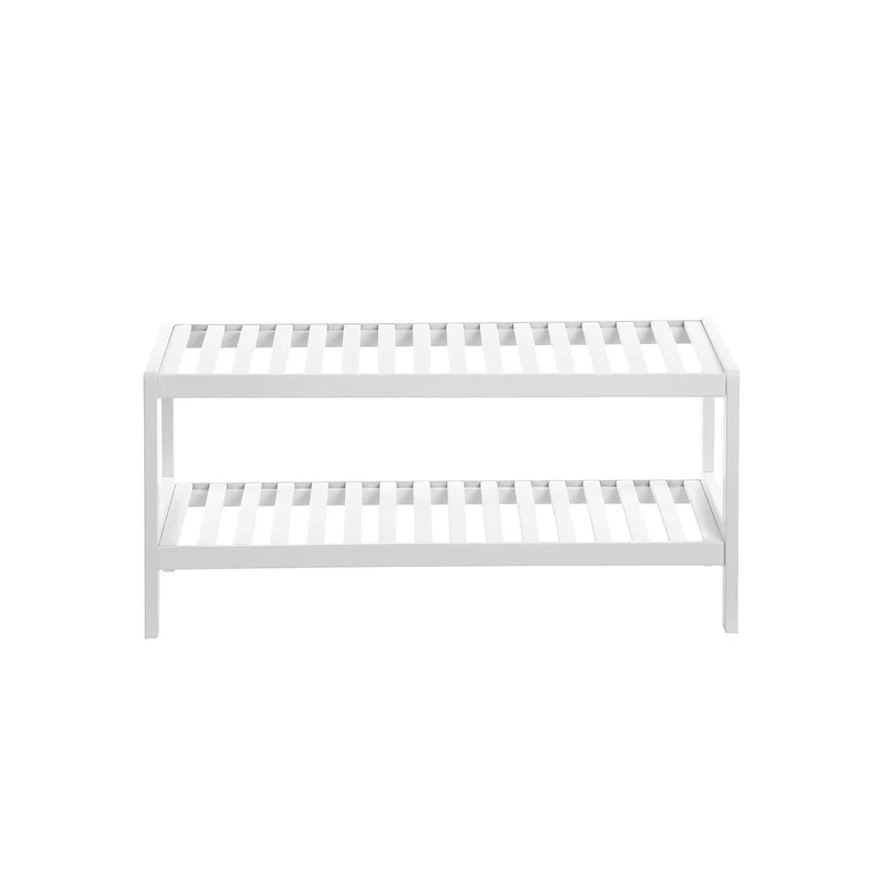 Étagère à chaussures 70 x 26 x 33 cm style moderne rangement pratique pour entrée en bambou blanc 12_0008164