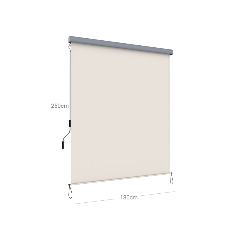 Store vertical brise-vue rétractable paravent d’extérieur pare-soleil pour balcon 180 x 250 cm patio terrasse et jardin avec boîtier protection de vie privée beige 12_0001853