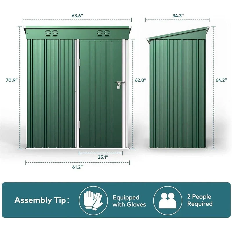 Abri de jardin en métal pour outils avec porte verrouillable pour mobilier de jardin et outils