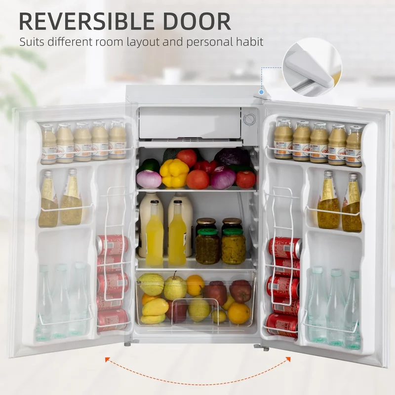 HOMCOM Mini-réfrigérateur de 90,6 L avec congélateur, Réfrigérateur compact à porte unique avec thermostat réglable pour chambre