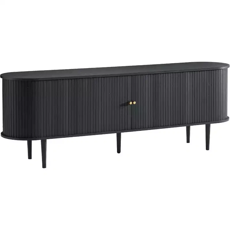 Meuble TV AMERLIFE 70 avec pieds en bois massif, console TV de style moderne du milieu du siècle avec porte à tambour