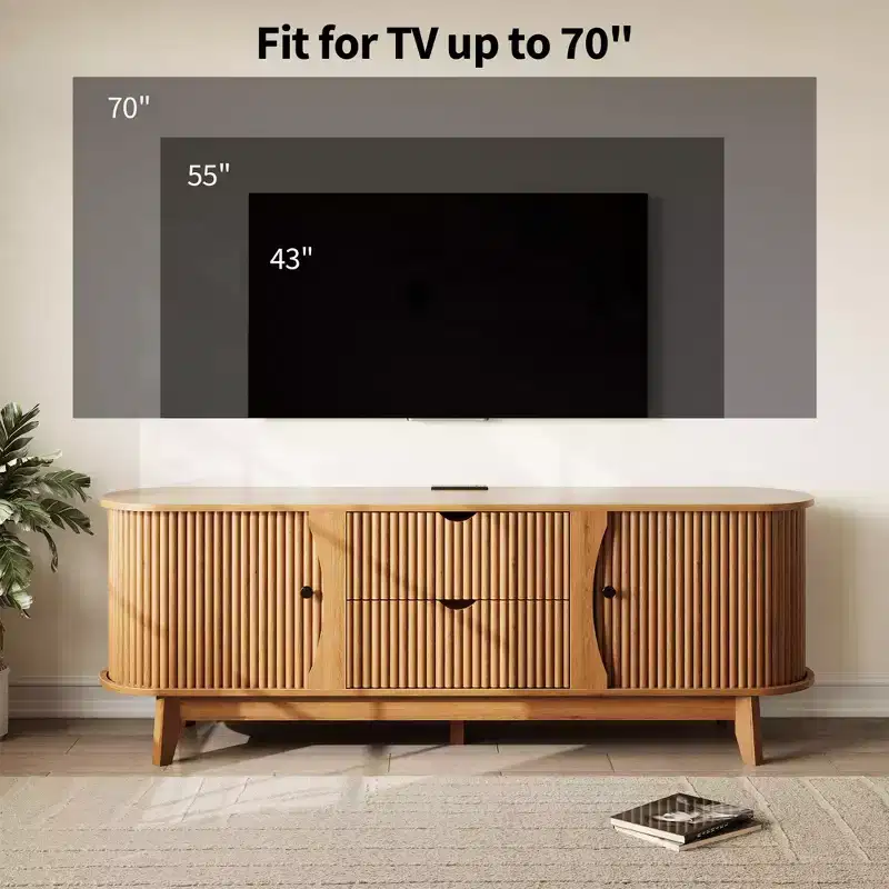 Meuble TV moderne noir/marron avec 2 tiroirs, pour 1 pièce