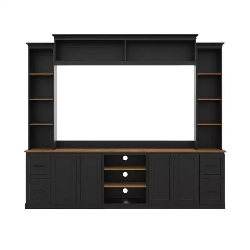 Meuble TV mural 4-en-1 ModernLuxe de style campagnard, convient aux téléviseurs jusqu'à 70 pouces, meuble TV console multimédia avec étagères réglables et tiroirs