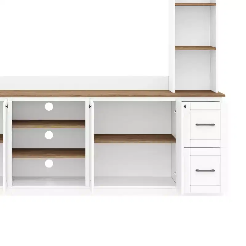 Meuble TV mural 4-en-1 ModernLuxe de style campagnard, convient aux téléviseurs jusqu'à 70 pouces, meuble TV console multimédia avec étagères réglables et tiroirs
