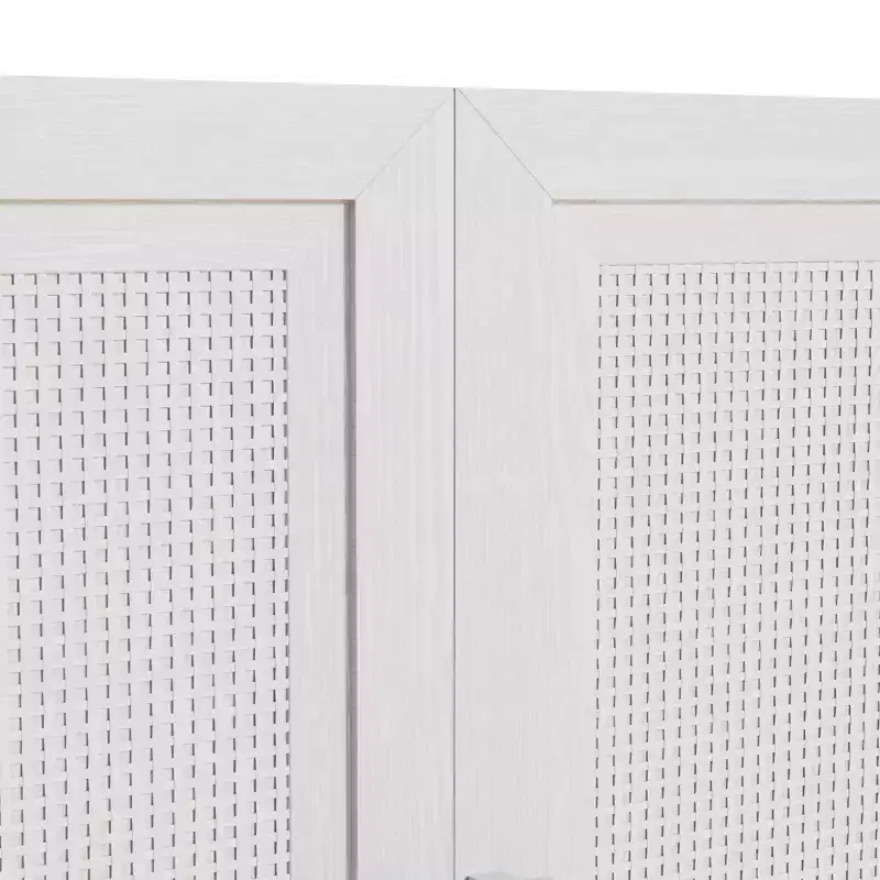 Buffet de rangement à portes en rotin 3 ensembles avec étagères réglables - 93L x 31H