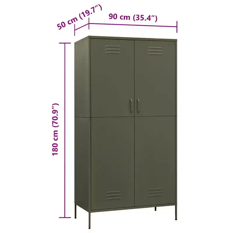 vidaXL Armoire vert olive 90x50x180 cm Acier
