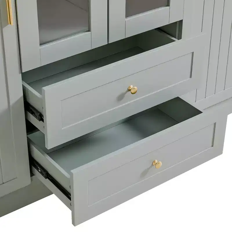 Garde-manger de cuisine autoportant Whisen 71''H, grand buffet de salle à manger avec 6 portes et étagères réglables