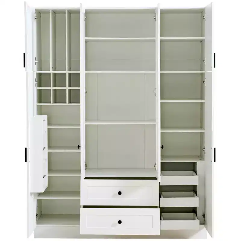 Garde-manger de cuisine autoportant Whisen 71''H, grand buffet de salle à manger avec 6 portes et étagères réglables