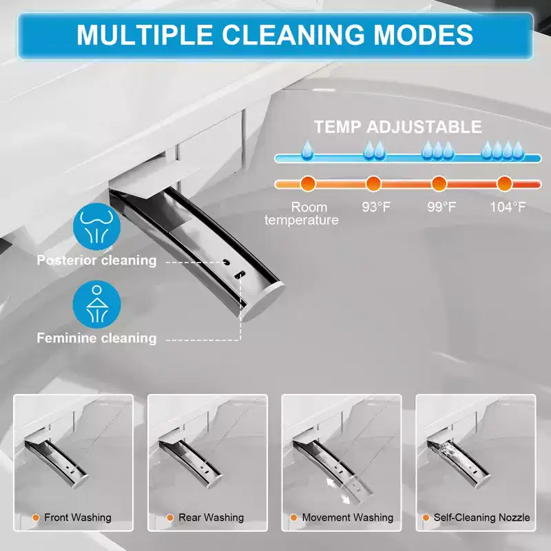 Toilette Bidet Intelligente avec Abattant et Siège à Ouverture/Fermeture Automatique, Chasse d'Eau à Capteur au Pied, Design Monobloc Allongé Sans Réservoir, Siège Chauffant