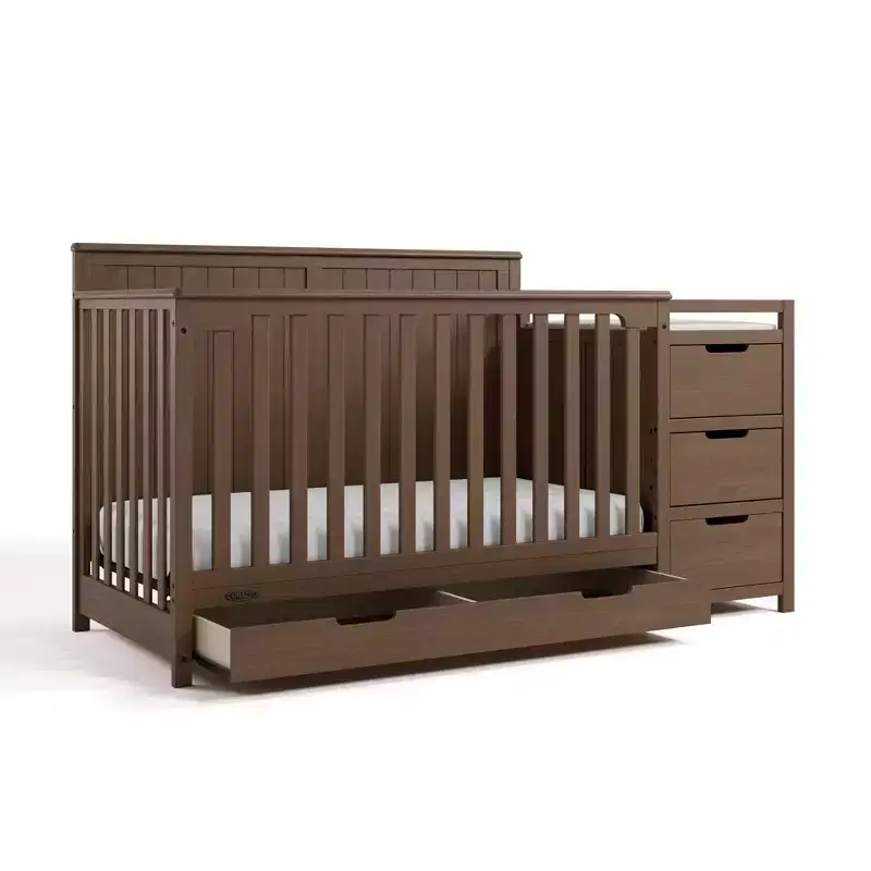 Lit de bébé et table à langer transformable 5-en-1 avec tiroir