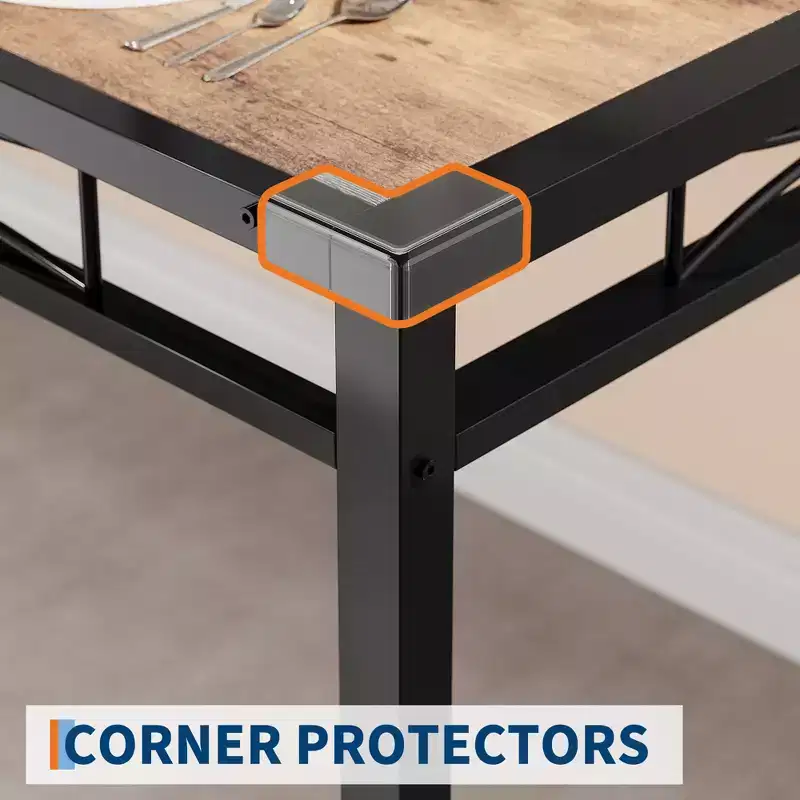 Ensemble table à manger pour 4 personnes, avec 4 chaises rembourrées, ensemble de 5 pièces de table de cuisine en bois avec protecteur de coin pour cuisine, appartement, petit espace.