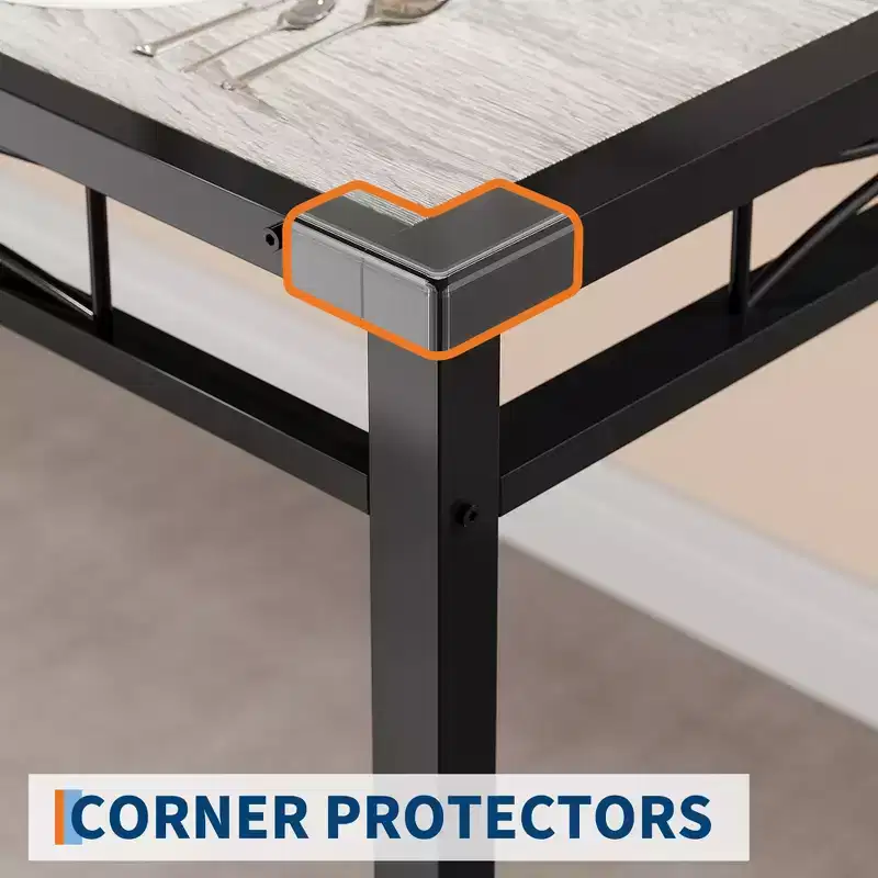 Ensemble table à manger pour 4 personnes, avec 4 chaises rembourrées, ensemble de 5 pièces de table de cuisine en bois avec protecteur de coin pour cuisine, appartement, petit espace.