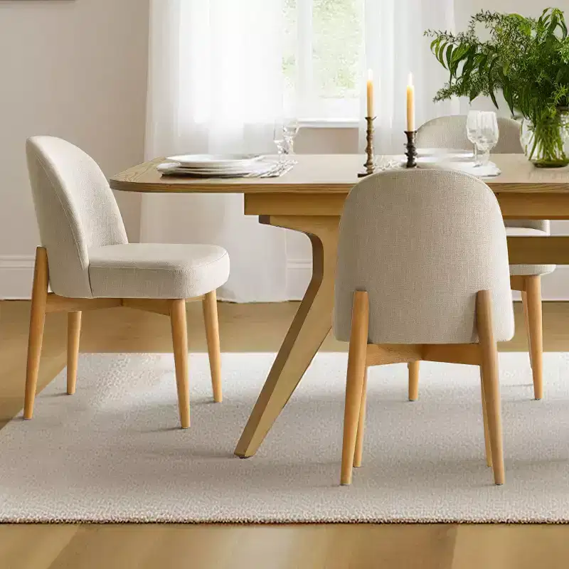 Ensemble de salle à manger 7 pièces, table à tréteaux extensible de 198-244 cm avec chaises rembourrées et pieds en bois massif - Panipeachy