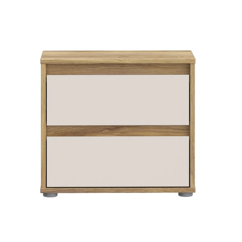 Comodino con 2 cassetti colore rovere e cashmere Neutra