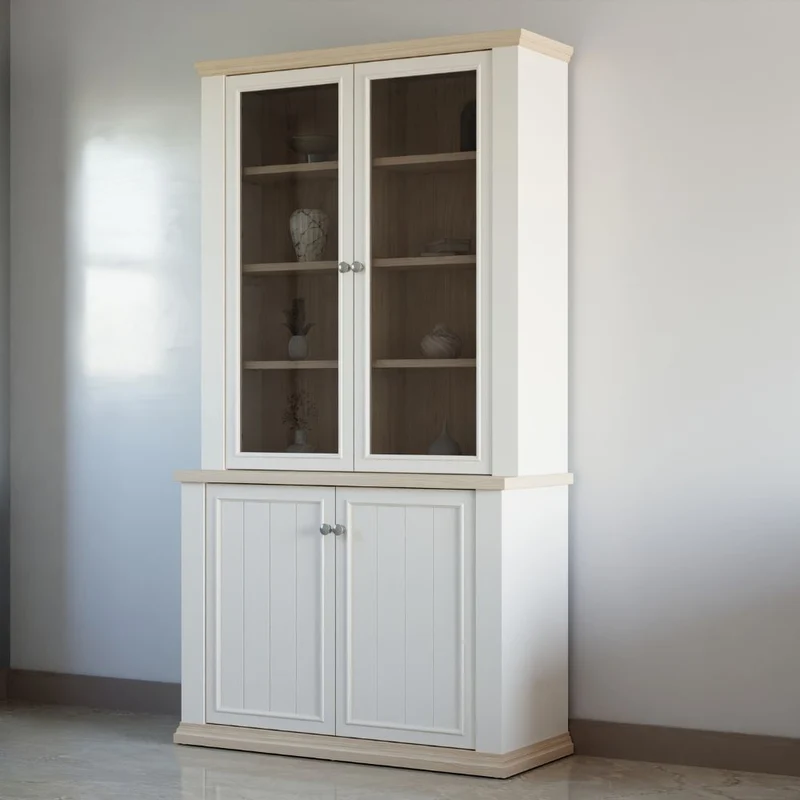 Vetrina 4 ante colore bianco e rovere Essenza