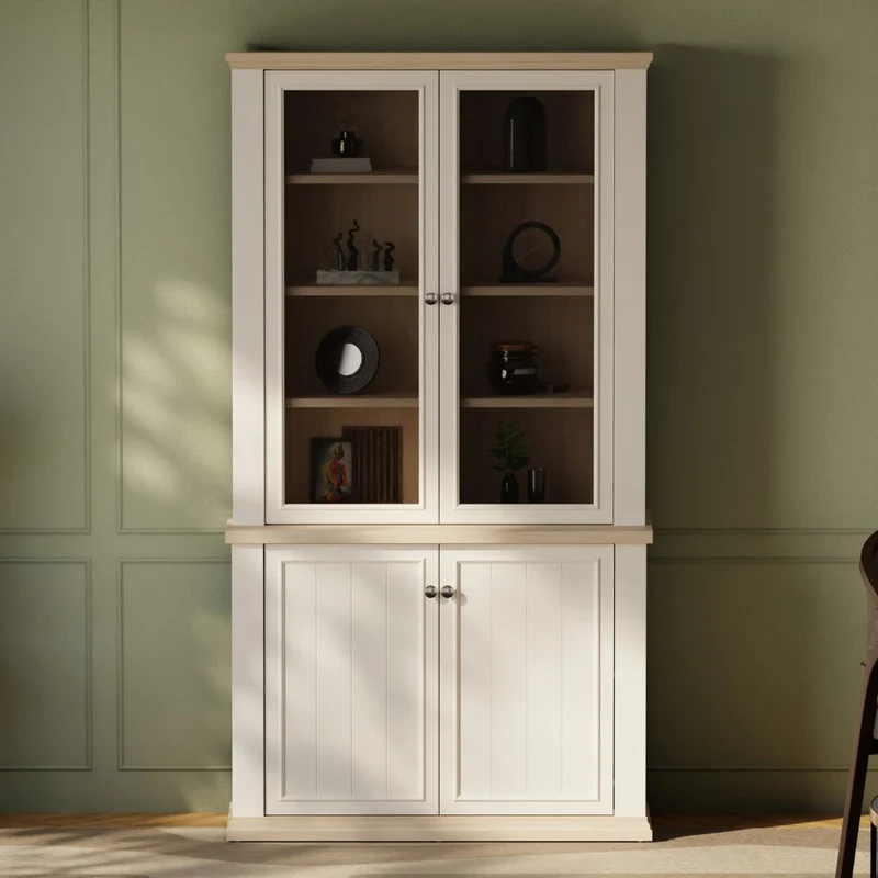Vetrina 4 ante colore bianco e rovere Essenza