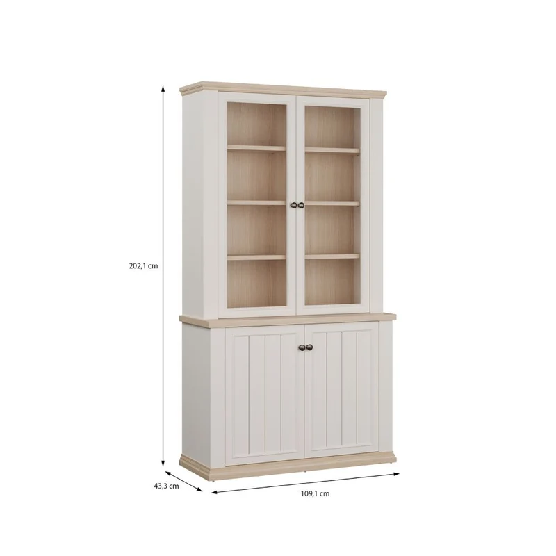 Vetrina 4 ante colore bianco e rovere Essenza