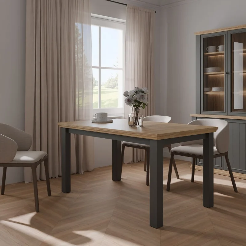 Tavolo allungabile 150/200 cm colore grigio scuro e rovere Essenza