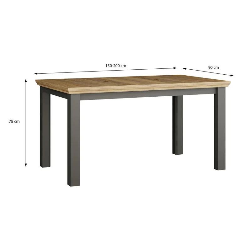 Tavolo allungabile 150/200 cm colore grigio scuro e rovere Essenza