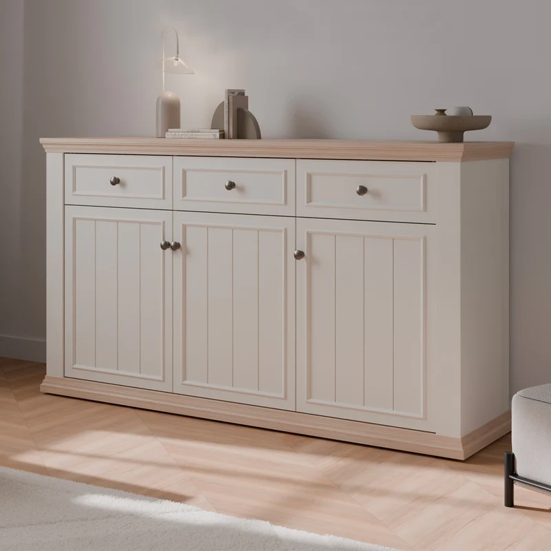 Madia 3 ante e 3 cassetti colore bianco e rovere 169 cm Essenza