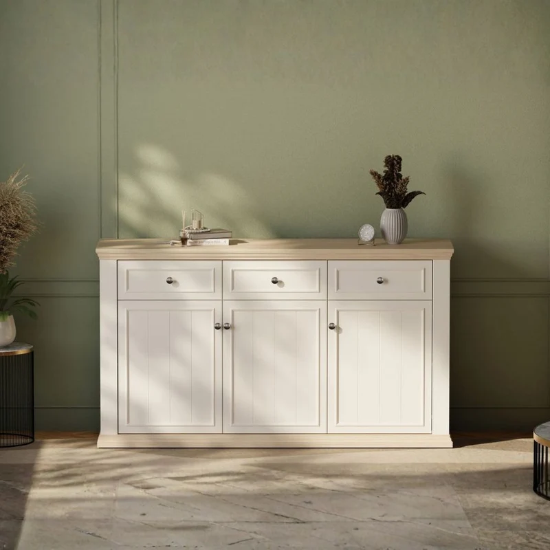 Madia 3 ante e 3 cassetti colore bianco e rovere 169 cm Essenza