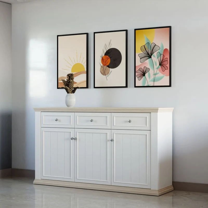 Madia 3 ante e 3 cassetti colore bianco e rovere 169 cm Essenza