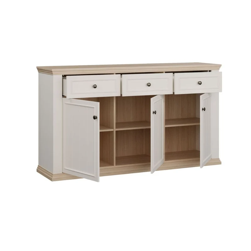Madia 3 ante e 3 cassetti colore bianco e rovere 169 cm Essenza