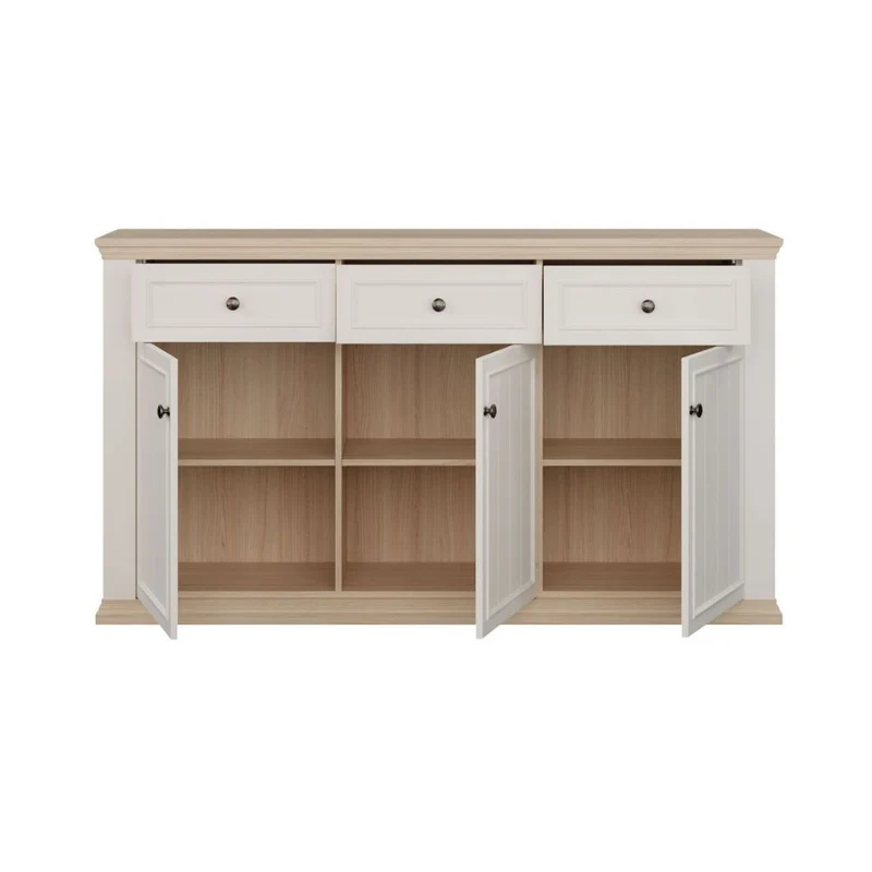 Madia 3 ante e 3 cassetti colore bianco e rovere 169 cm Essenza