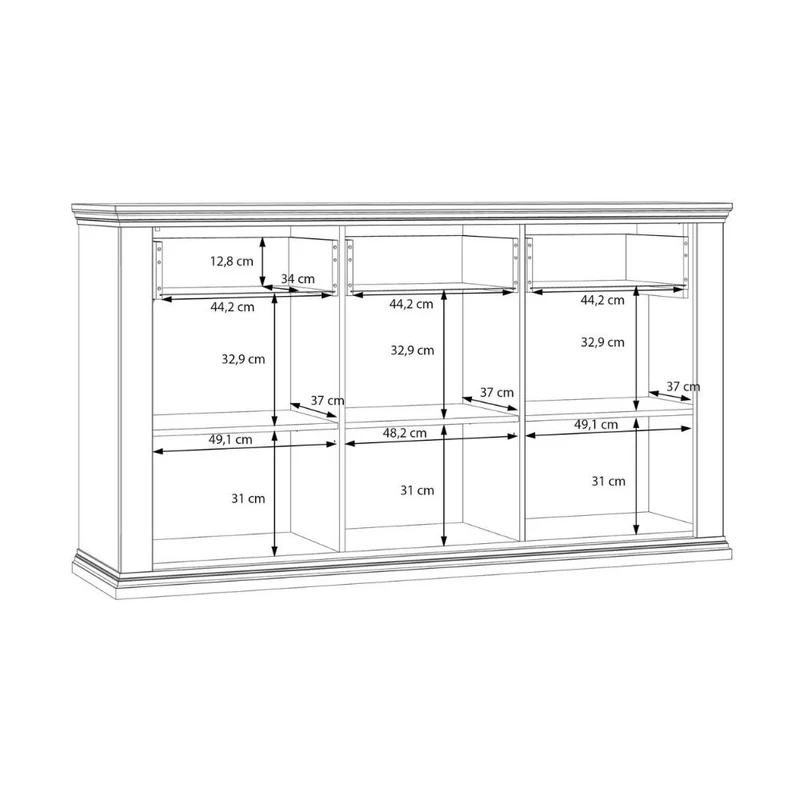 Madia 3 ante e 3 cassetti colore bianco e rovere 169 cm Essenza