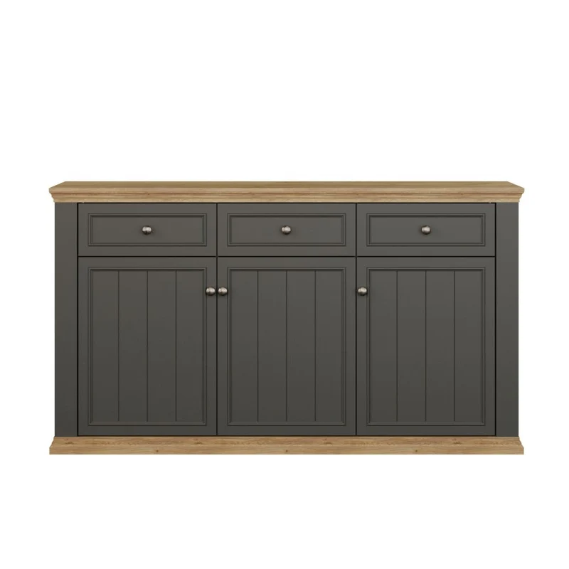 Madia 3 ante e 3 cassetti colore grigio scuro e rovere 169 cm Essenza