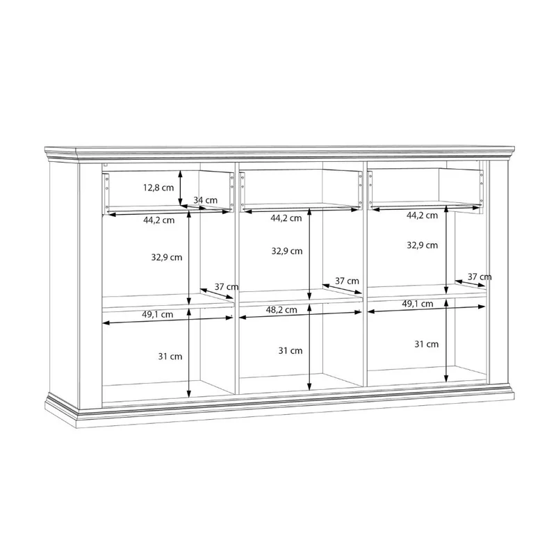 Madia 3 ante e 3 cassetti colore grigio scuro e rovere 169 cm Essenza
