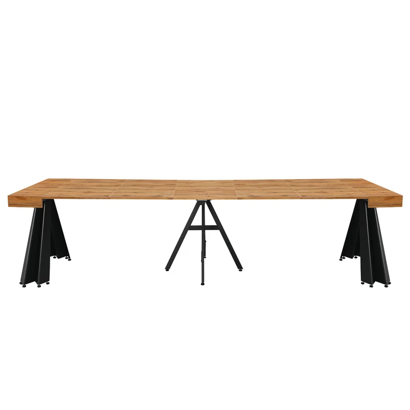 Consolle allungabile piano rovere e gambe in metallo nero Kresio