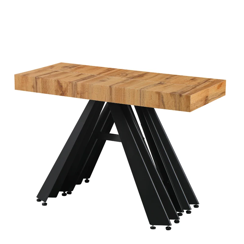 Consolle allungabile piano rovere e gambe in metallo nero Kresio