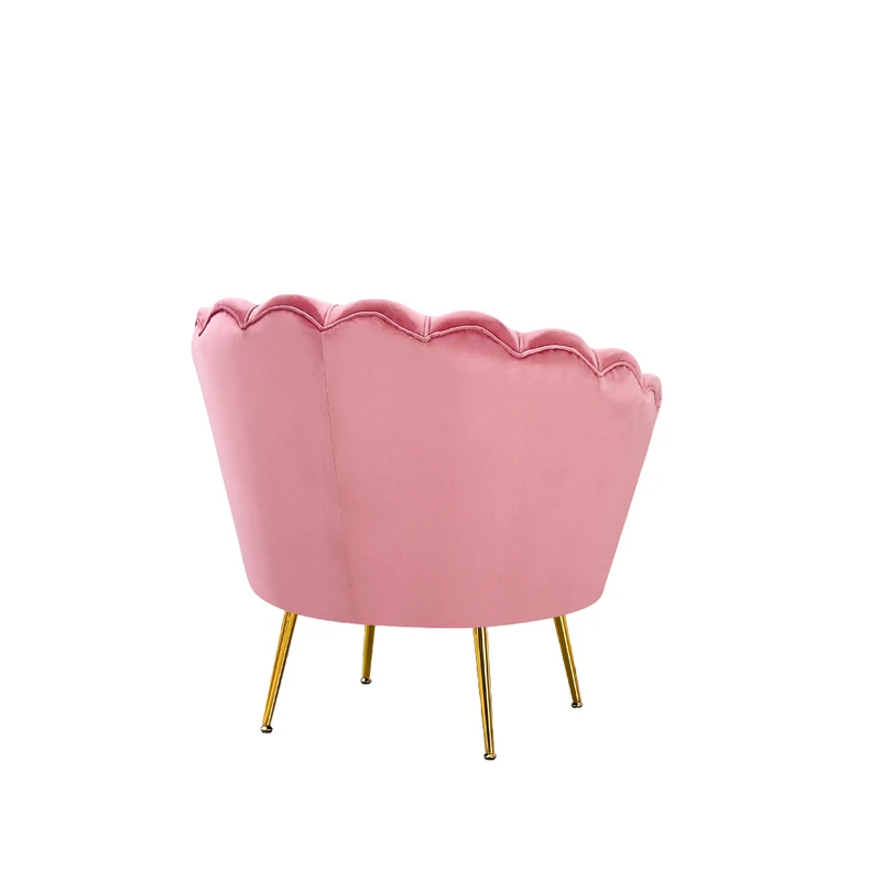 Poltrona a conchiglia in velluto rosa Orel