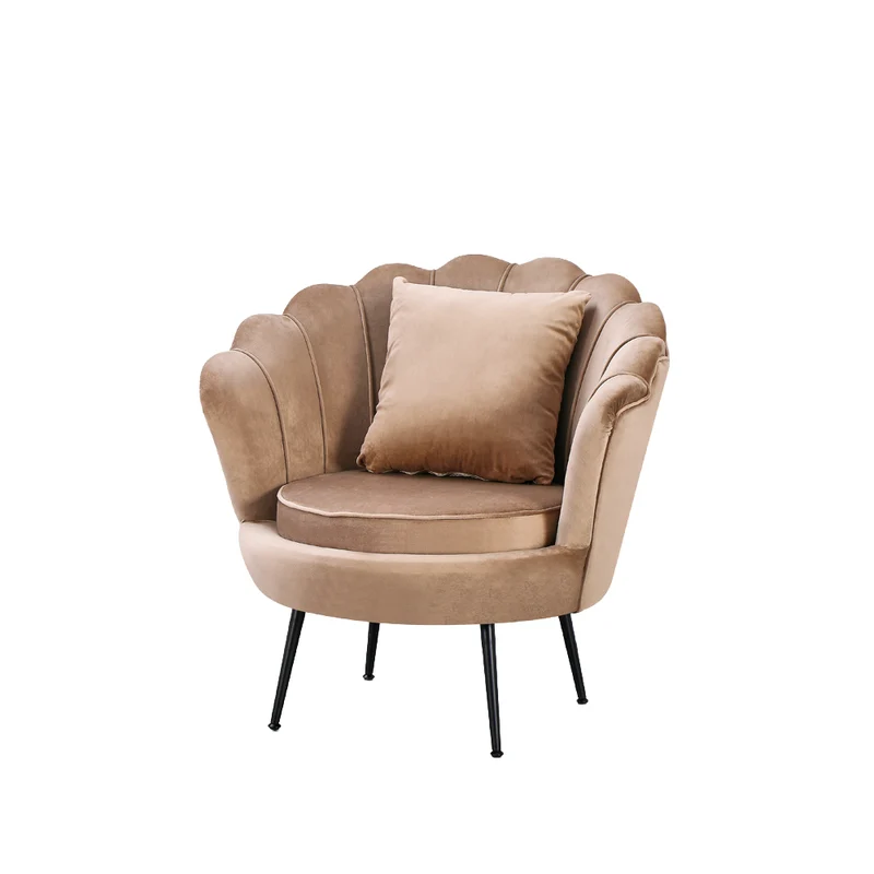 Poltrona a conchiglia in velluto beige Orel