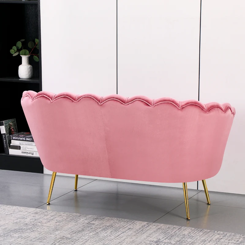 Divano 2 posti a conchiglia in velluto rosa Orel