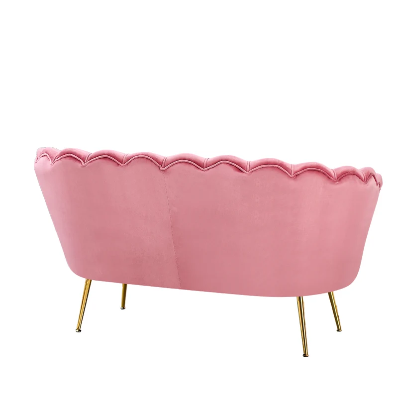 Divano 2 posti a conchiglia in velluto rosa Orel