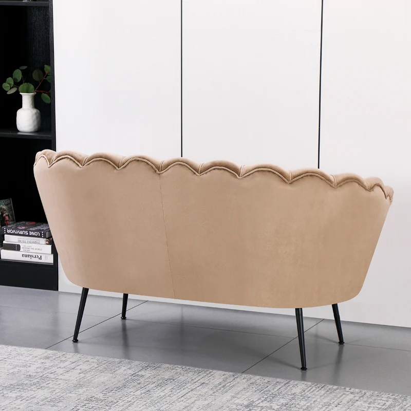 Divano 2 posti a conchiglia in velluto beige Orel