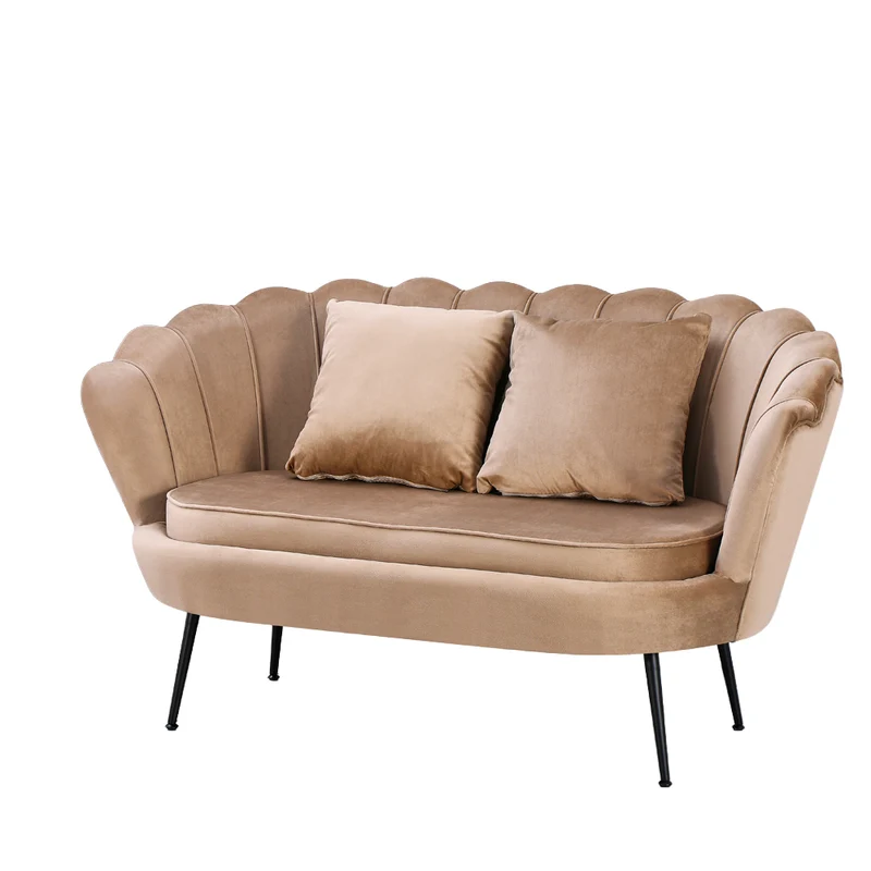 Divano 2 posti a conchiglia in velluto beige Orel